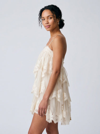 Lace Tiered Babydoll Mini Dress