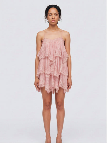 Lace Tiered Babydoll Mini Dress