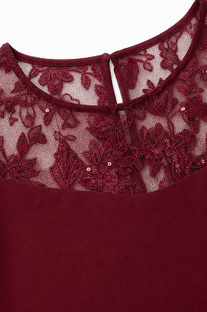Lace Tiered Chiffon Midi Dress