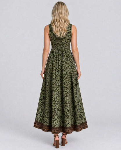 Leopard Print Hooded Maxi Dress