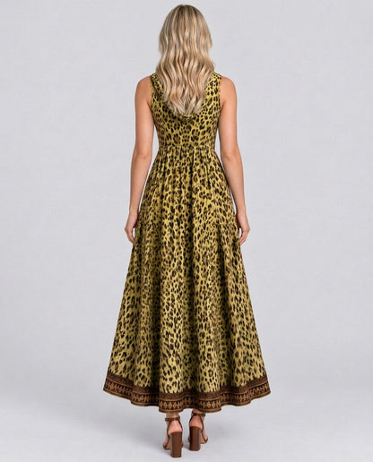 Leopard Print Hooded Maxi Dress
