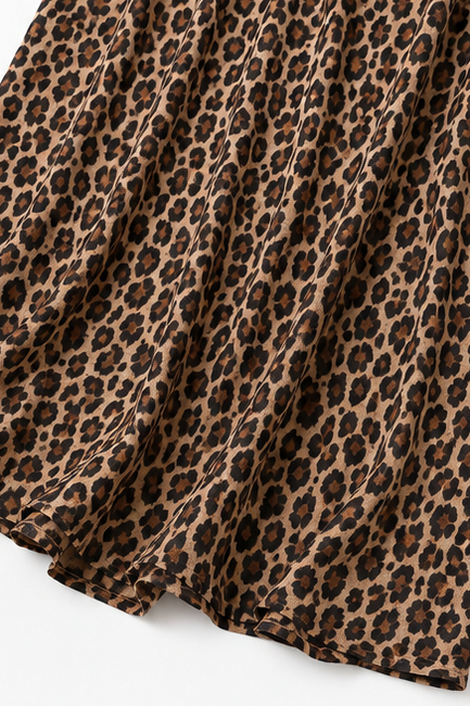 Leopard Print Puff Sleeve Maxi Dress