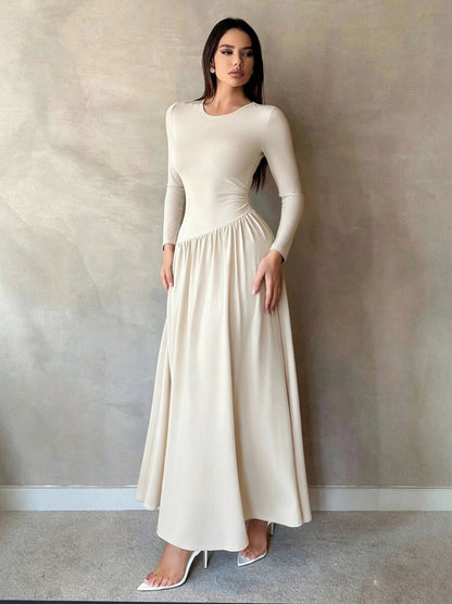 Long Sleeve Drop Waist Maxi Dress