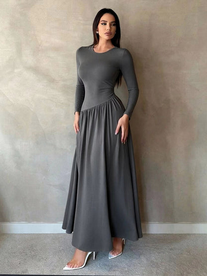 Long Sleeve Drop Waist Maxi Dress