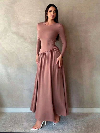 Long Sleeve Drop Waist Maxi Dress