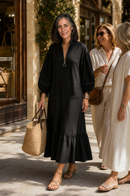 Long Sleeve Half Zip Maxi Dress