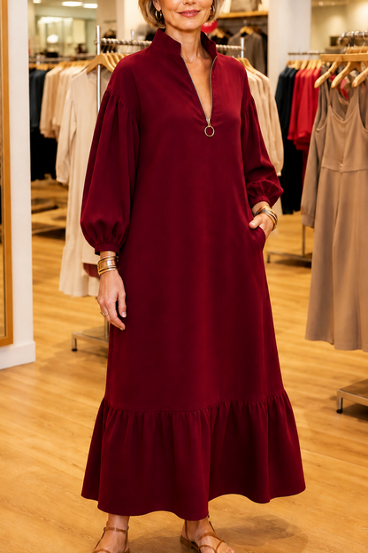 Long Sleeve Half Zip Maxi Dress