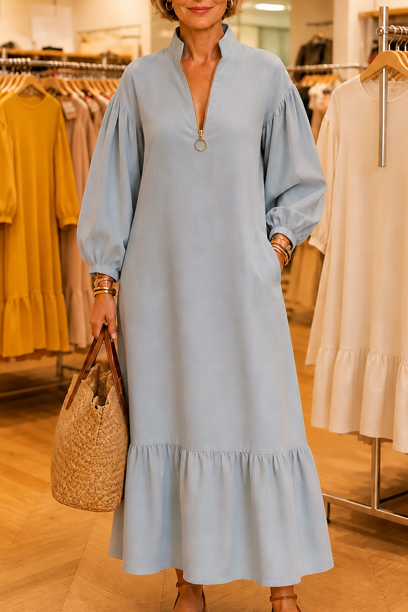 Long Sleeve Half Zip Maxi Dress