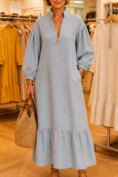 Long Sleeve Half Zip Maxi Dress