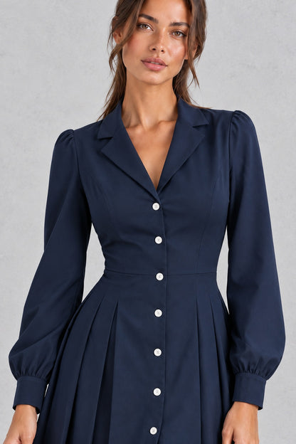 Long Sleeve Pleated Blazer Dress