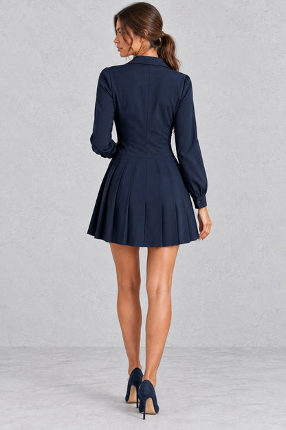Long Sleeve Pleated Blazer Dress