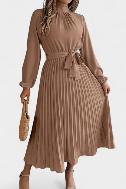 Long Sleeve Pleated Midi Dress
