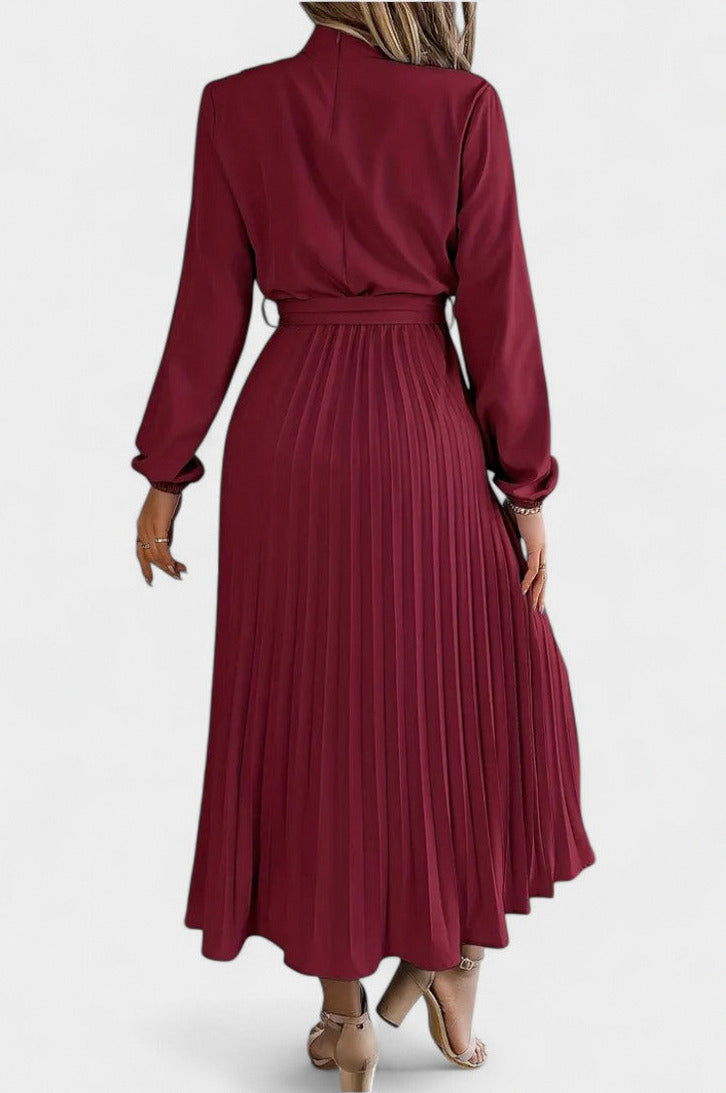 Long Sleeve Pleated Midi Dress