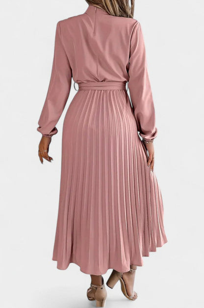 Long Sleeve Pleated Midi Dress