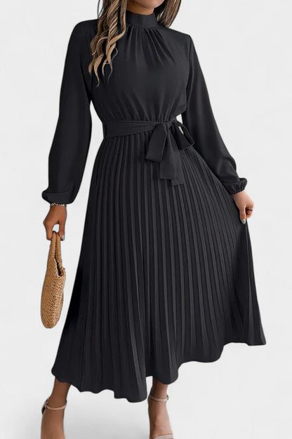 Long Sleeve Pleated Midi Dress