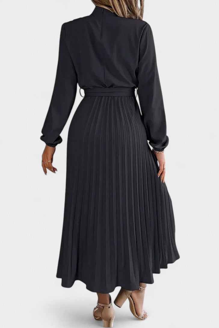 Long Sleeve Pleated Midi Dress
