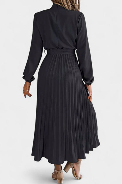 Long Sleeve Pleated Midi Dress
