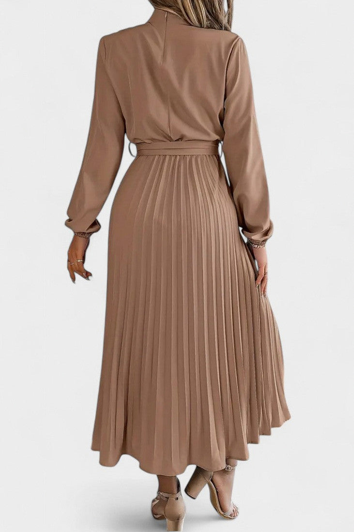 Long Sleeve Pleated Midi Dress