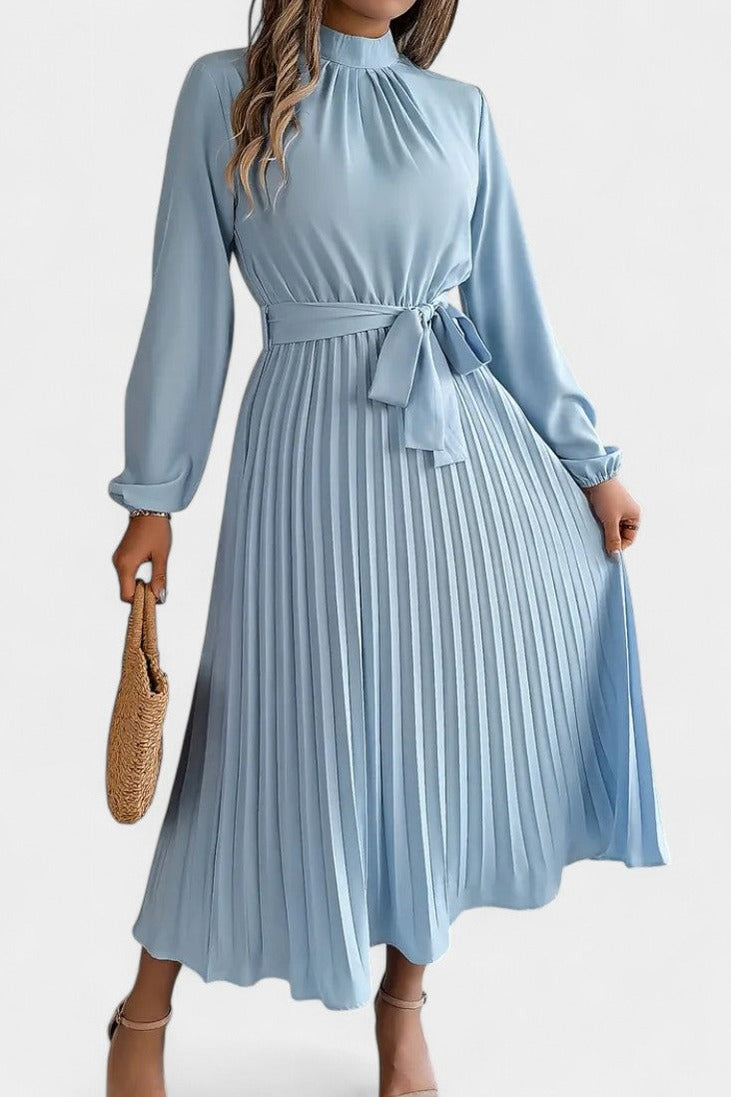 Long Sleeve Pleated Midi Dress