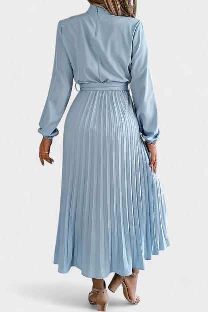 Long Sleeve Pleated Midi Dress