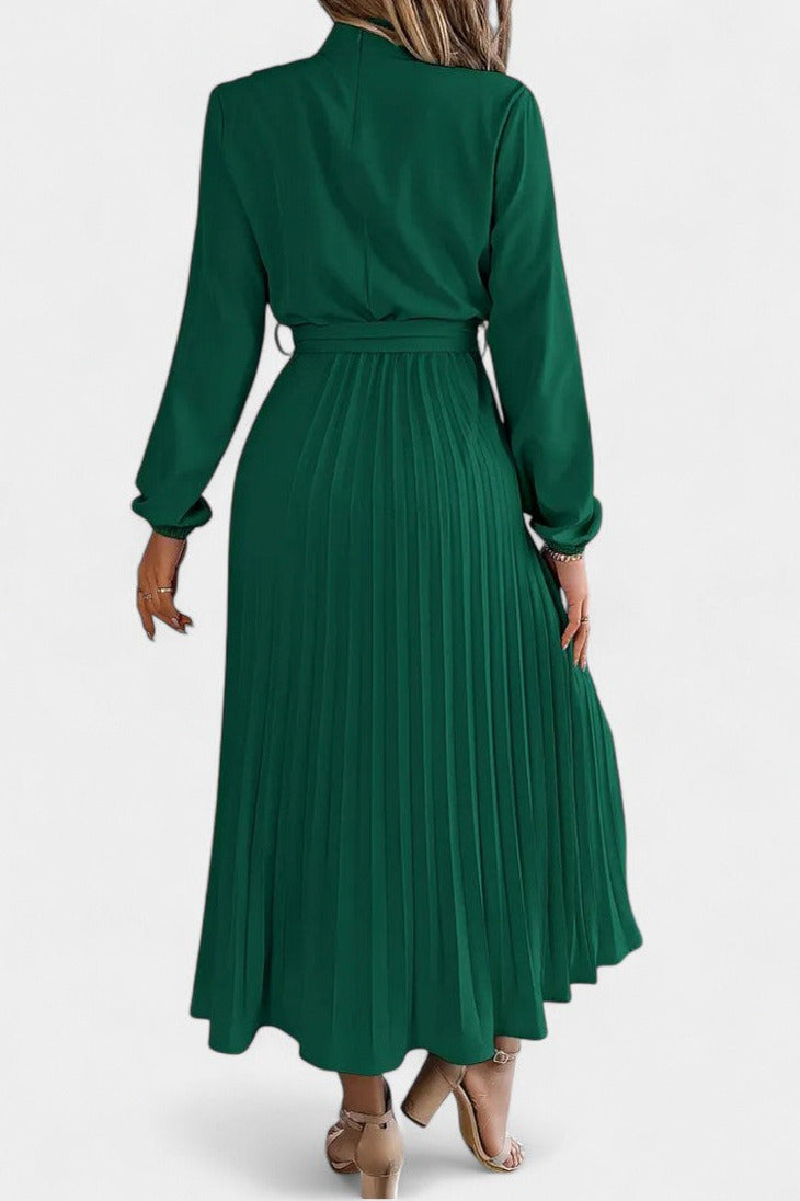 Long Sleeve Pleated Midi Dress
