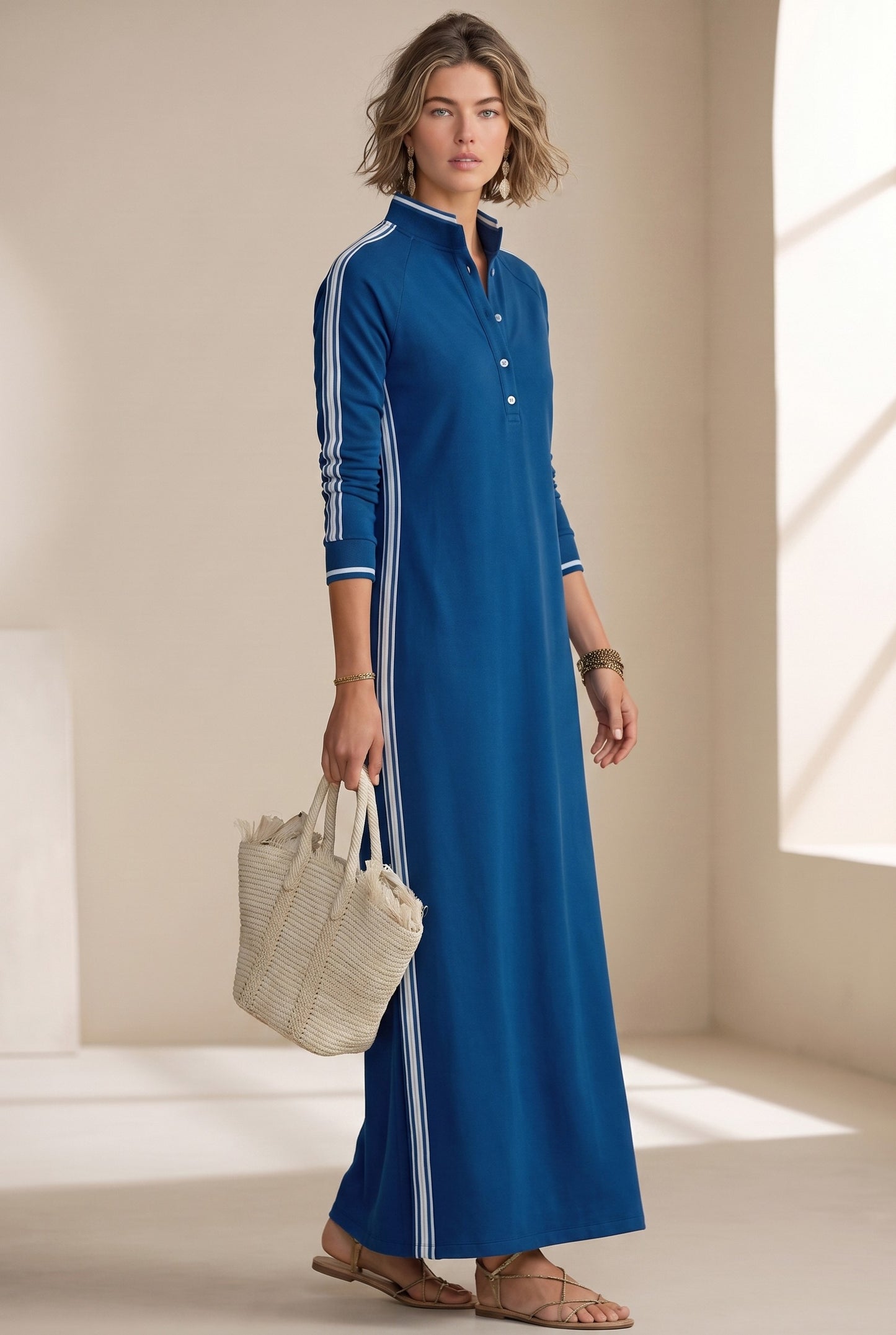 Long Sleeve Polo Maxi Dress