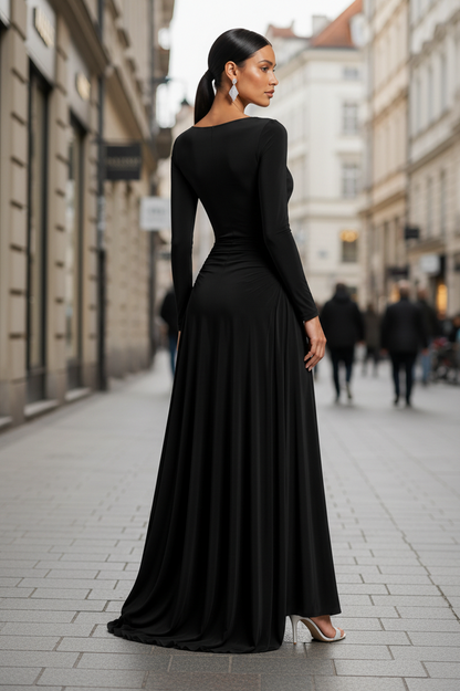 Long Sleeve Ruched Maxi Dress
