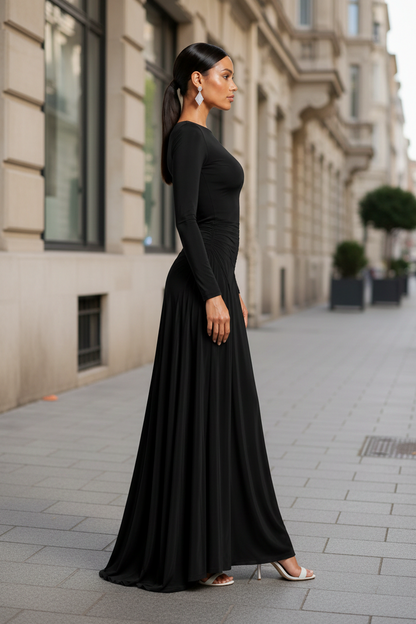 Long Sleeve Ruched Maxi Dress
