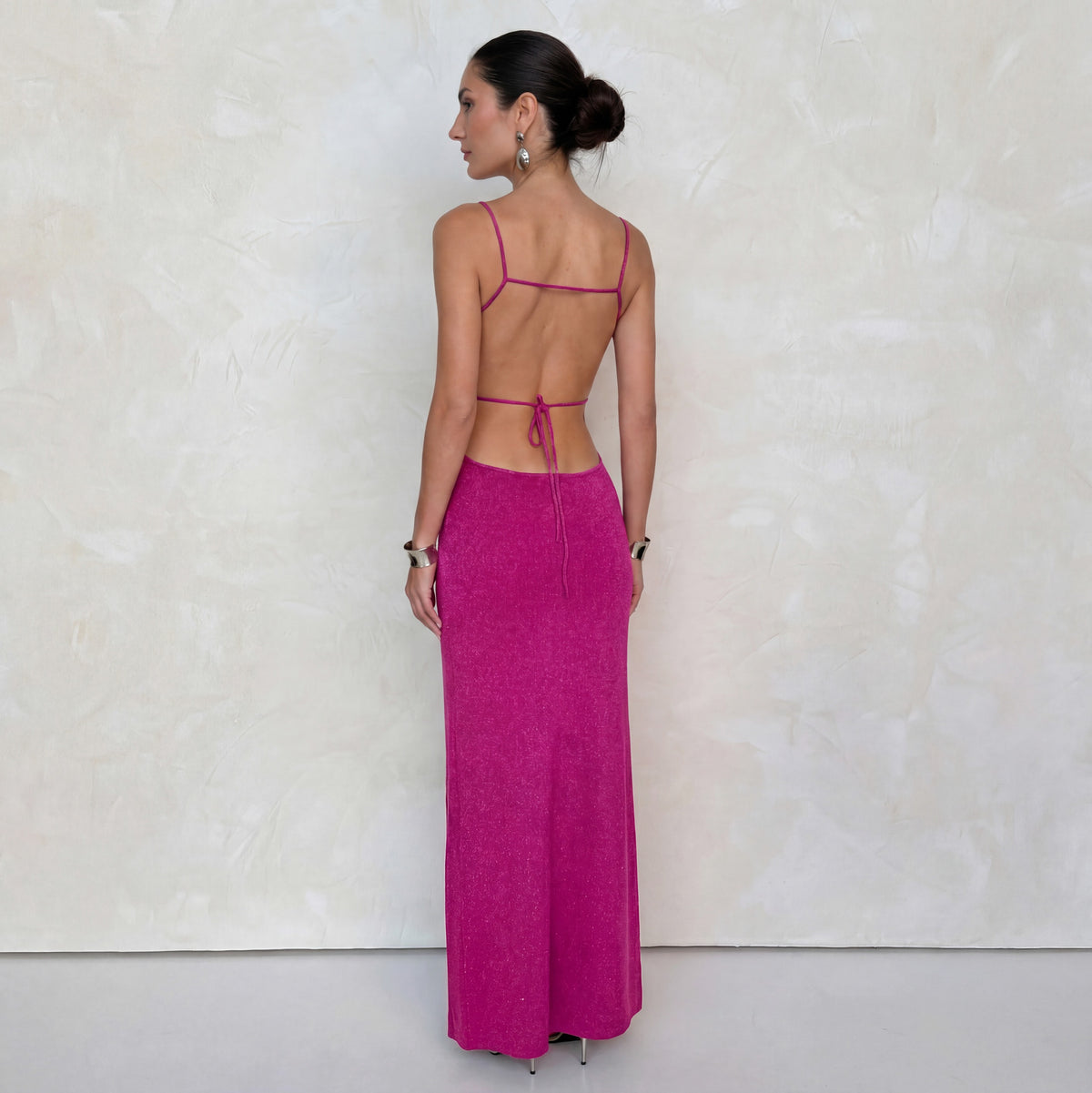 Metallic Cutout Maxi Dress