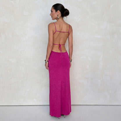 Metallic Cutout Maxi Dress