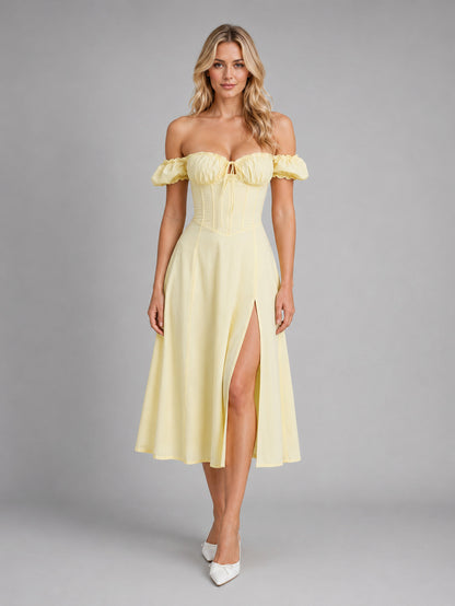 Off Shoulder Corset Midi Dress