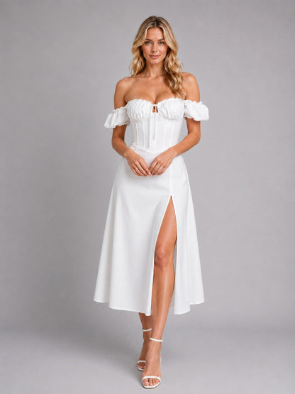 Off Shoulder Corset Midi Dress