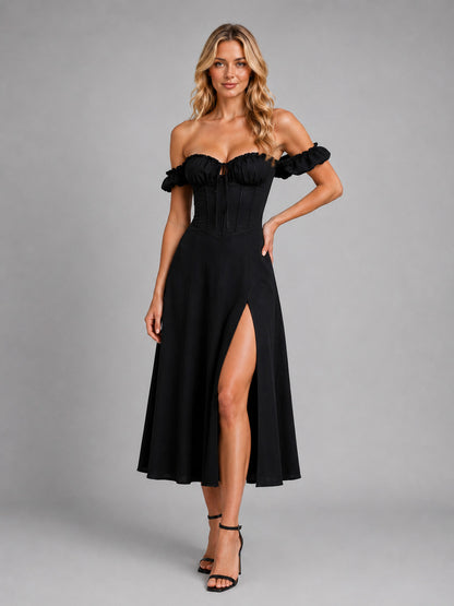 Off Shoulder Corset Midi Dress