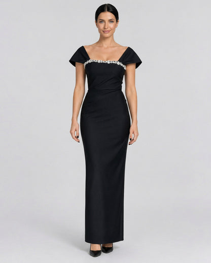 Off Shoulder Embellished Maxi Dress