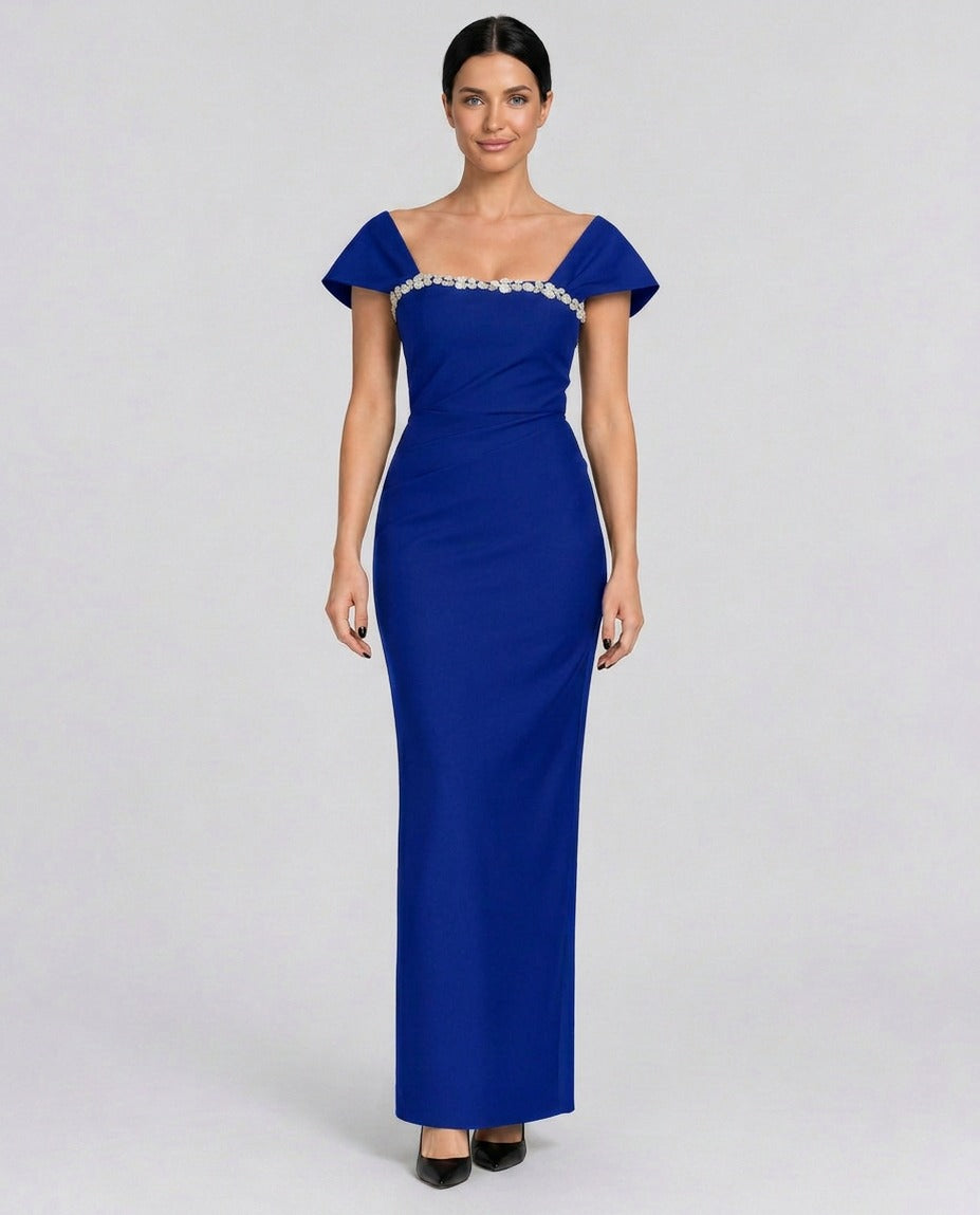 Off Shoulder Embellished Maxi Dress