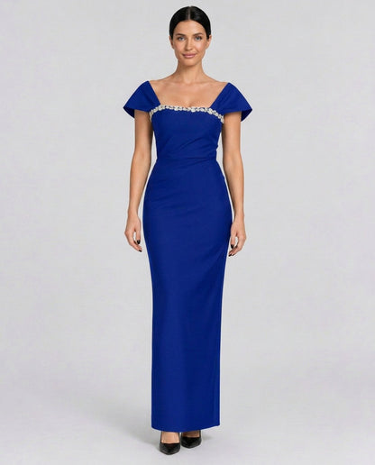 Off Shoulder Embellished Maxi Dress