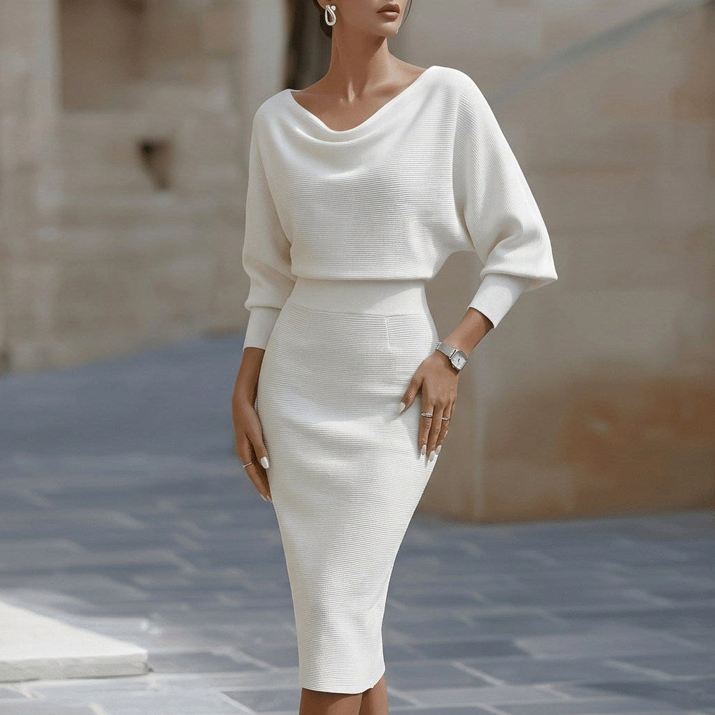 Off Shoulder Knit Midi Dress