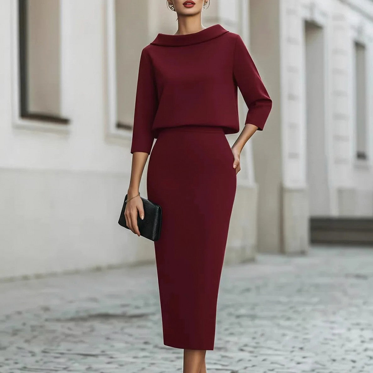 Off Shoulder Midi Two Piece Set
