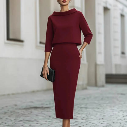 Off Shoulder Midi Two Piece Set