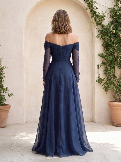 Off Shoulder Ruched Maxi Dress