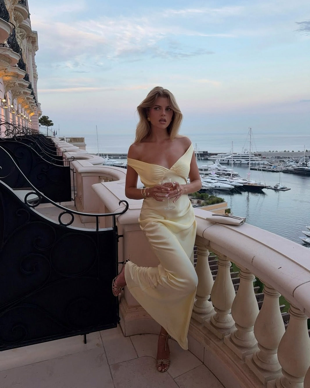 Satin Off Shoulder Sweetheart Maxi Dress