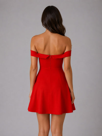 Off Shoulder Sweetheart Mini Dress