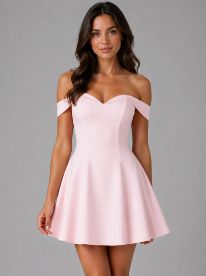 Off Shoulder Sweetheart Mini Dress