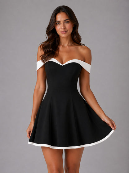 Off Shoulder Sweetheart Mini Dress