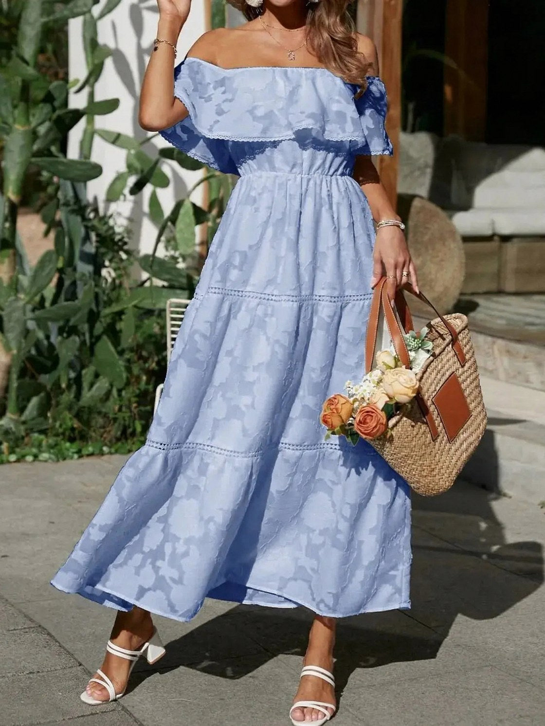 Off Shoulder Tiered Maxi Dress