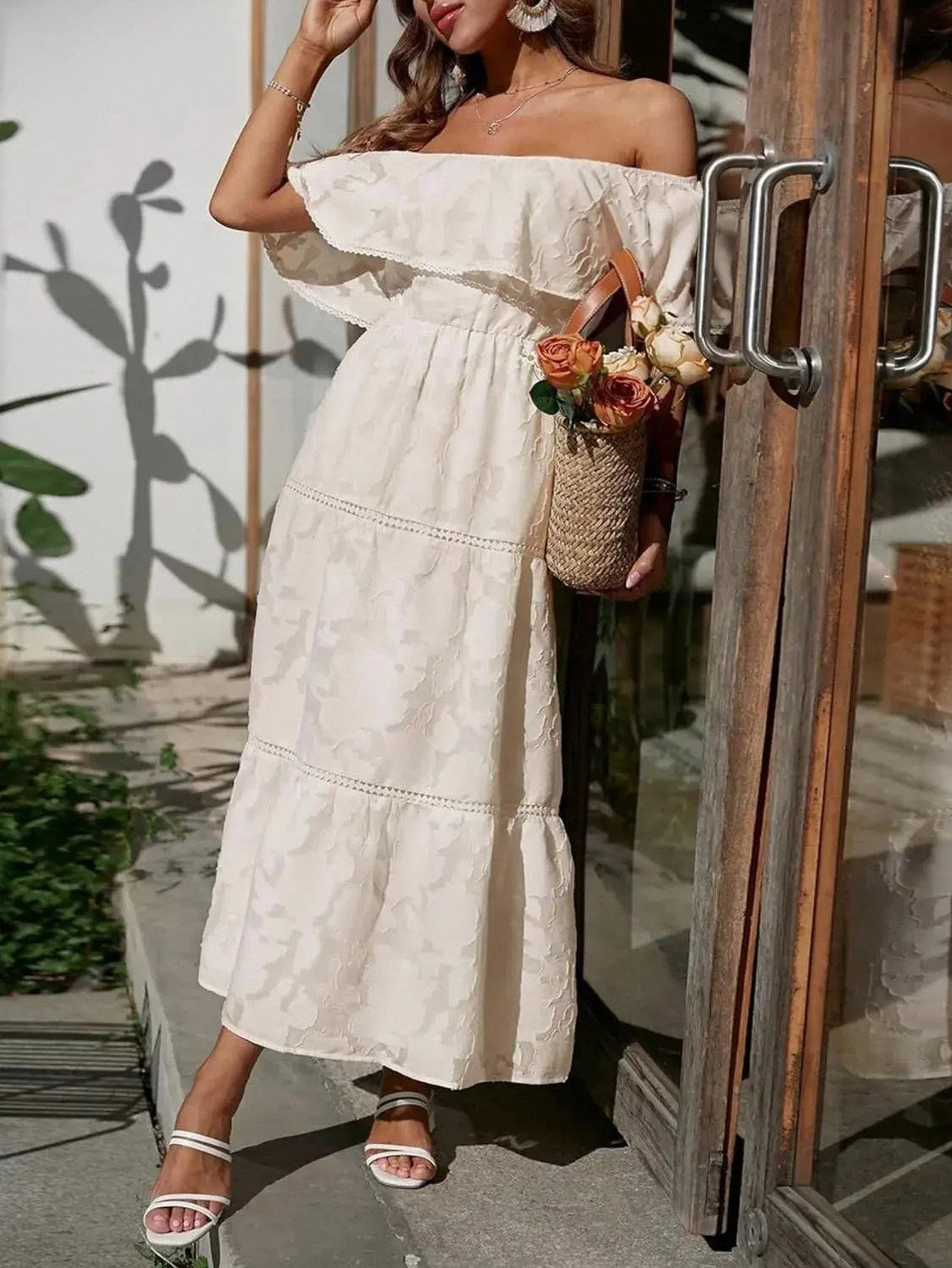 Off Shoulder Tiered Maxi Dress