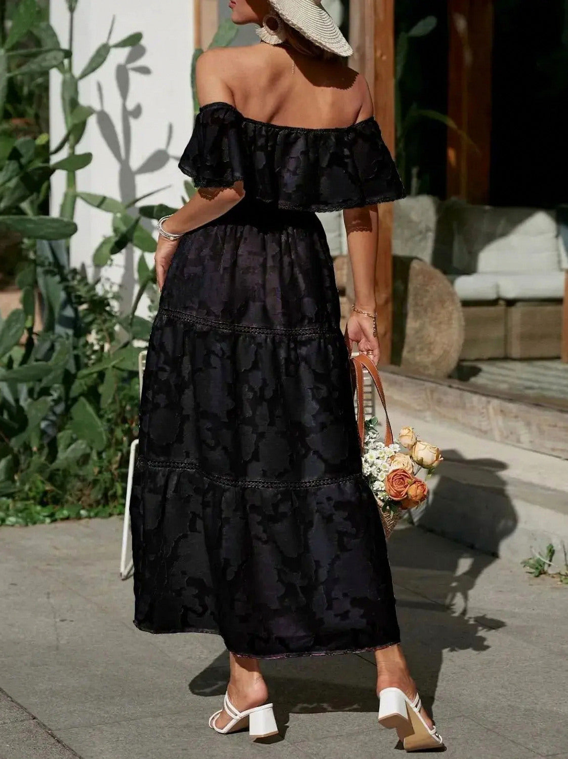 Off Shoulder Tiered Maxi Dress