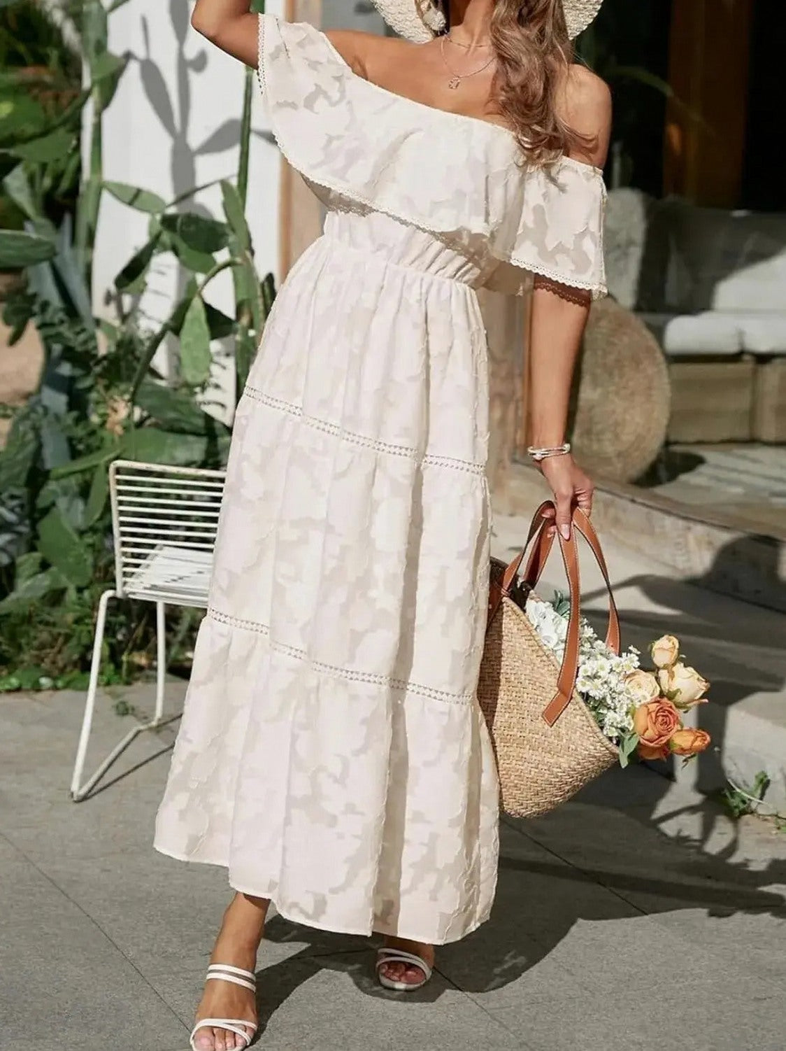 Off Shoulder Tiered Maxi Dress