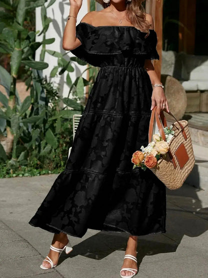 Off Shoulder Tiered Maxi Dress