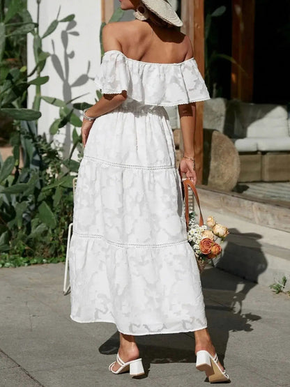 Off Shoulder Tiered Maxi Dress